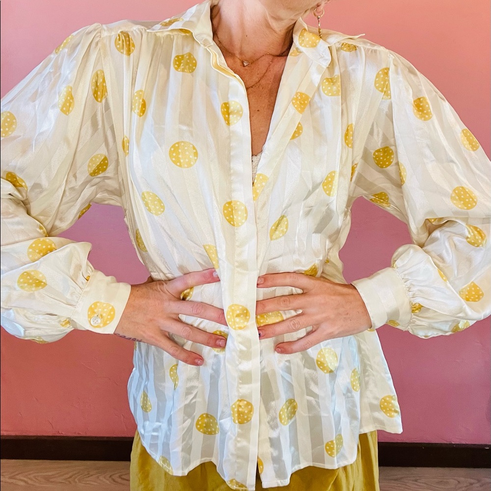 Vintage button up silk blouse